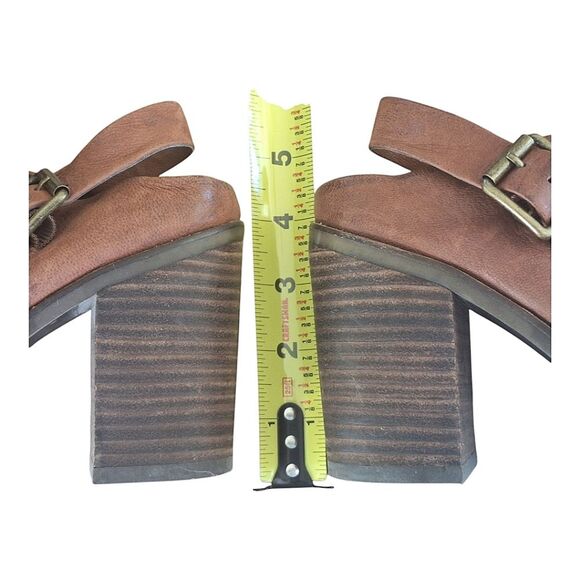 Lucky Brand Machiko Mule Slingback Stack Heeled Bootie Brown Leather size 8 / 38 - Picture 5 of 16